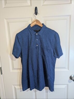 Banana Republic Heathered Navy Blue Polo with Chest Pocket